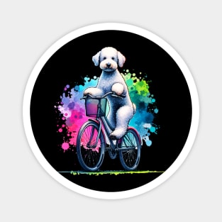 Watercolor Bedlington Terrier Biking Magnet